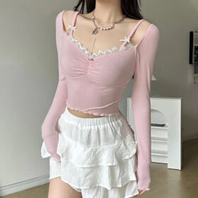 Coquette Bow Straps Ruched Top - Image 2