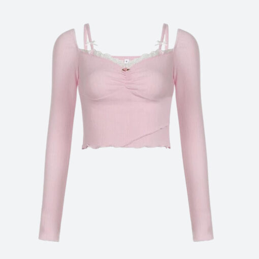 Coquette Bow Straps Ruched Top - Image 4