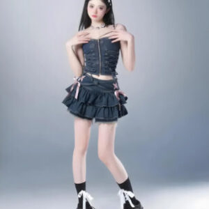 Coquette Low Rise Denim Mini Skort