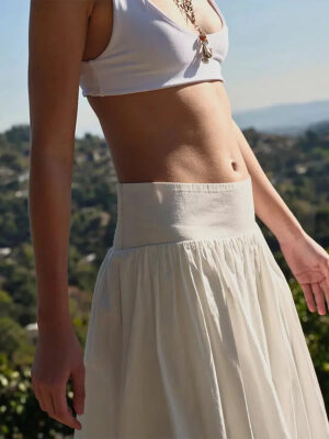 Ruched Bubble Hem Midi Skirt - Image 6