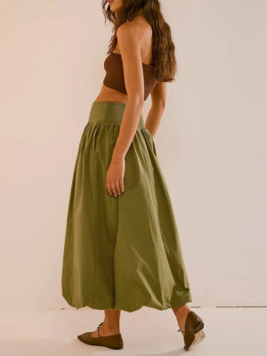 Ruched Bubble Hem Midi Skirt - Image 2
