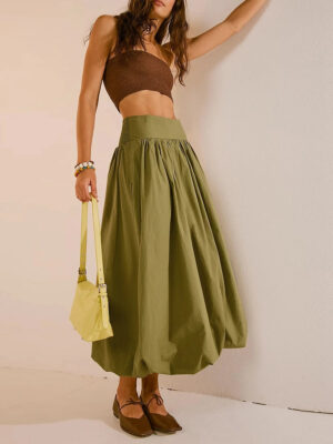 Ruched Bubble Hem Midi Skirt - Image 3