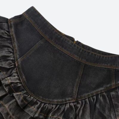 Ruffled Denim Mini Skirt - Image 4